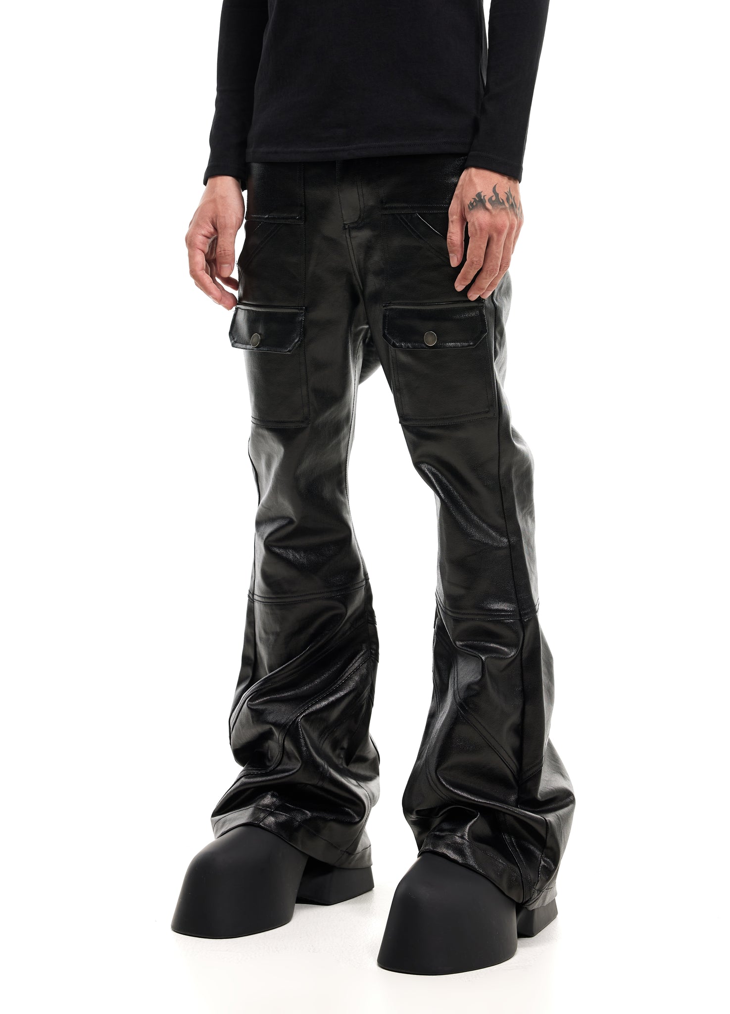 LEATHER CARGO PANTS