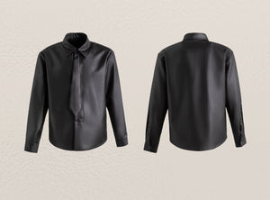 DP PARADIS 23AW Two-in-One Black Tie Shirt